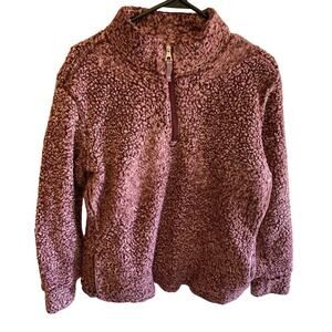 Weatherproof Mauve Long Sleeve 1/4 Zip Mock Neck Lined Sherpa Pullover Size L